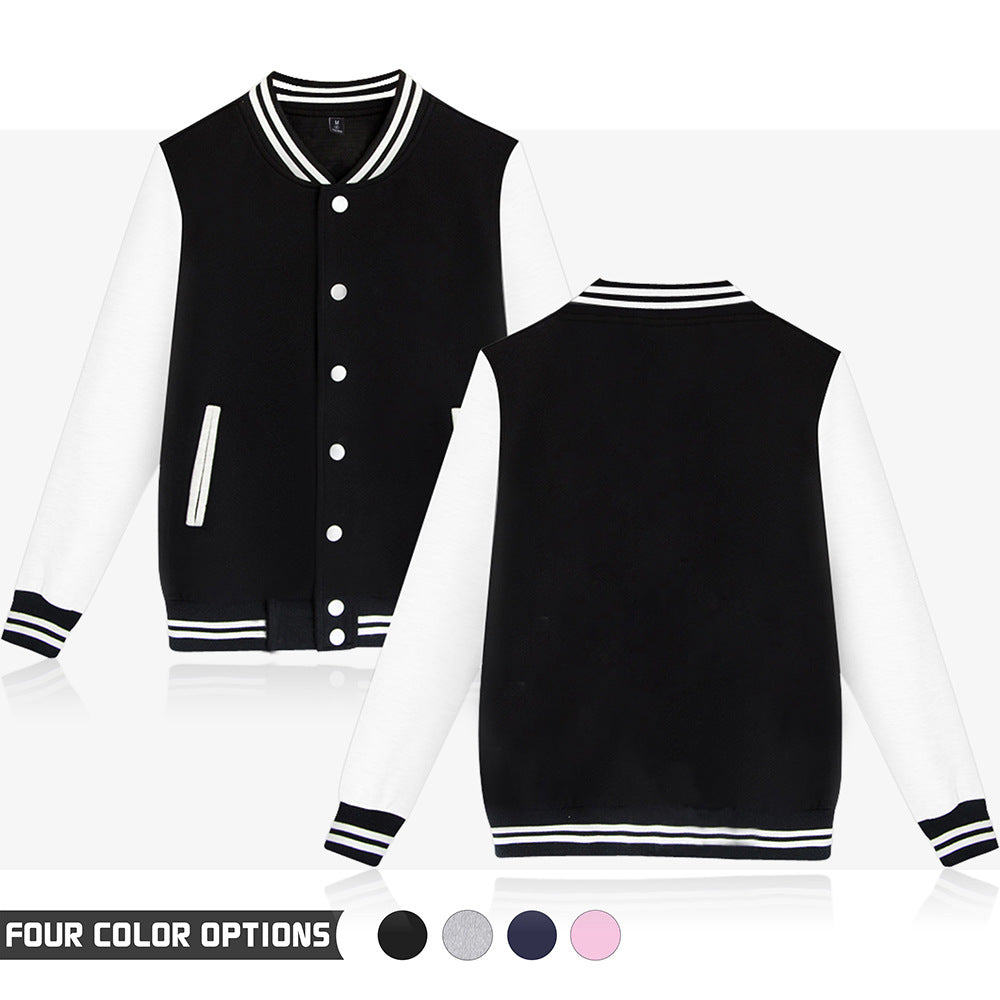 Autumn And Winter Plus Velvet Solid Color Blank Baseball Uniform Men's Custom Cardigan Jacket To Map To Word Work Clothes Advertising Shirt Custom