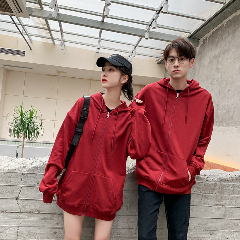 American Heavy Zipper Cardigan Hooded Terry Sweater Custom 310g Solid Color Group Clothing Blank Basic Printing