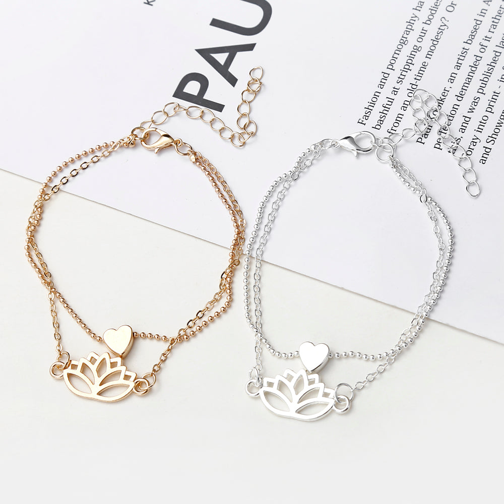 Simple Female Personality Hollow Lotus Love Bracelet Jewelry