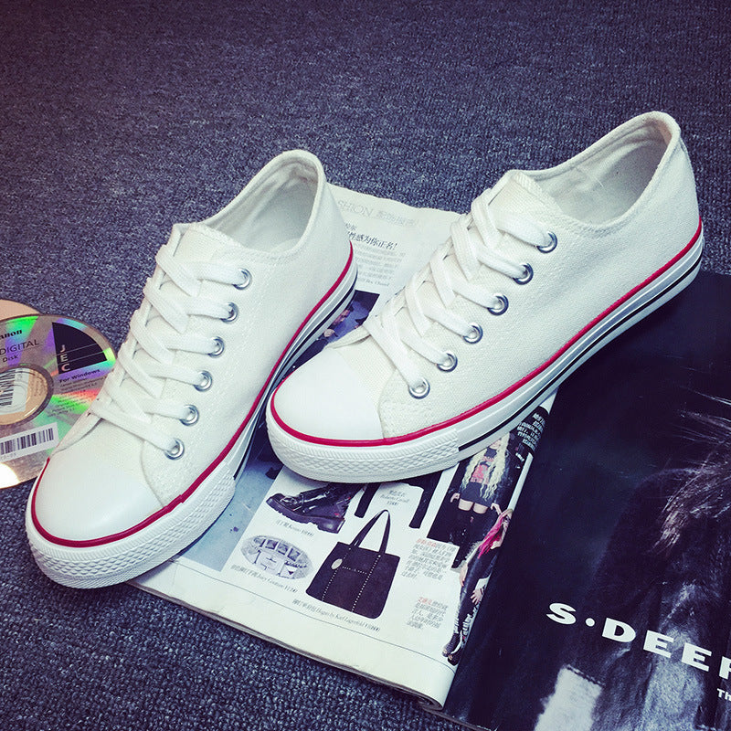 Flat-soled canvas shoes