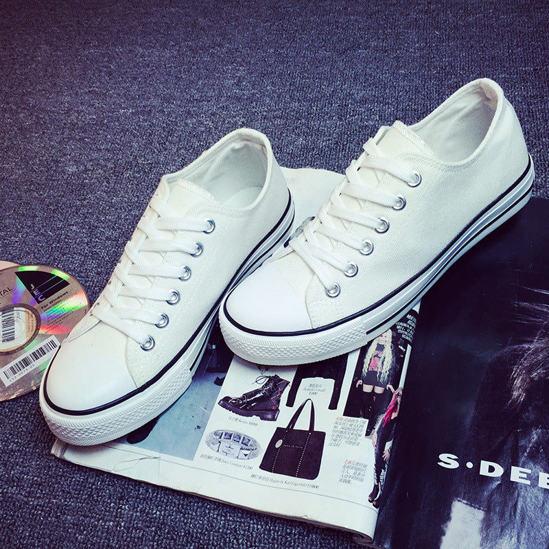Flat-soled canvas shoes