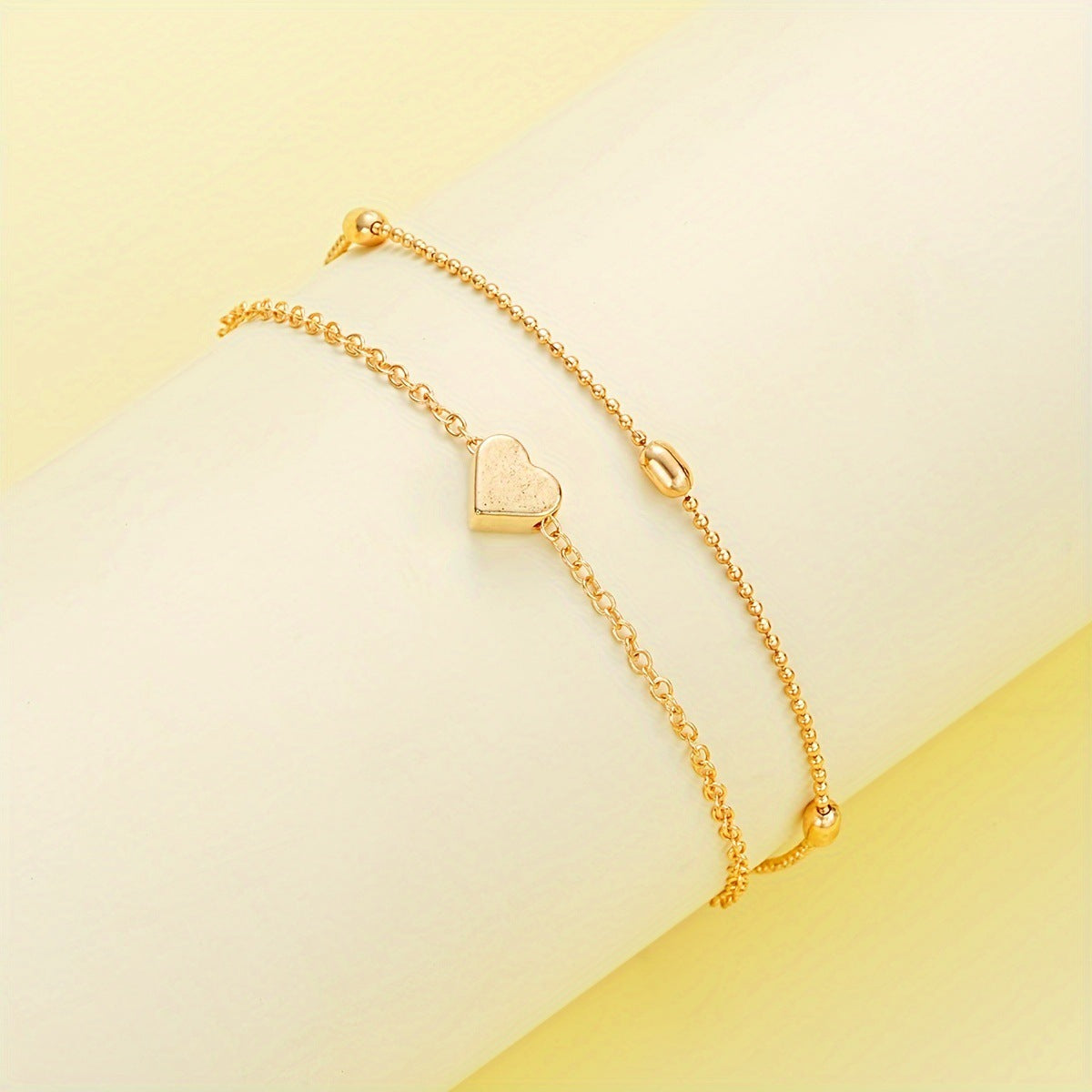 Double-layer Stacked Bag Round Beads Love Pearl Bracelet Necklace Jewelry Set