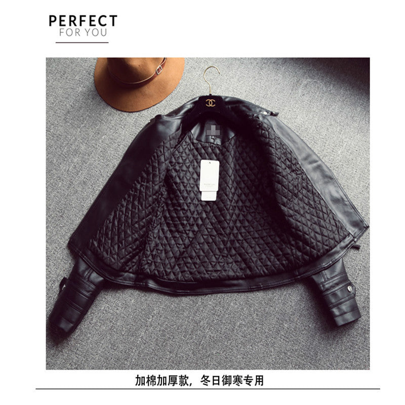 Leather Women's New Korean Version Of The Locomotive PU Clothing Slim Short Washable Leather Jacket Winter Small Coat Tide