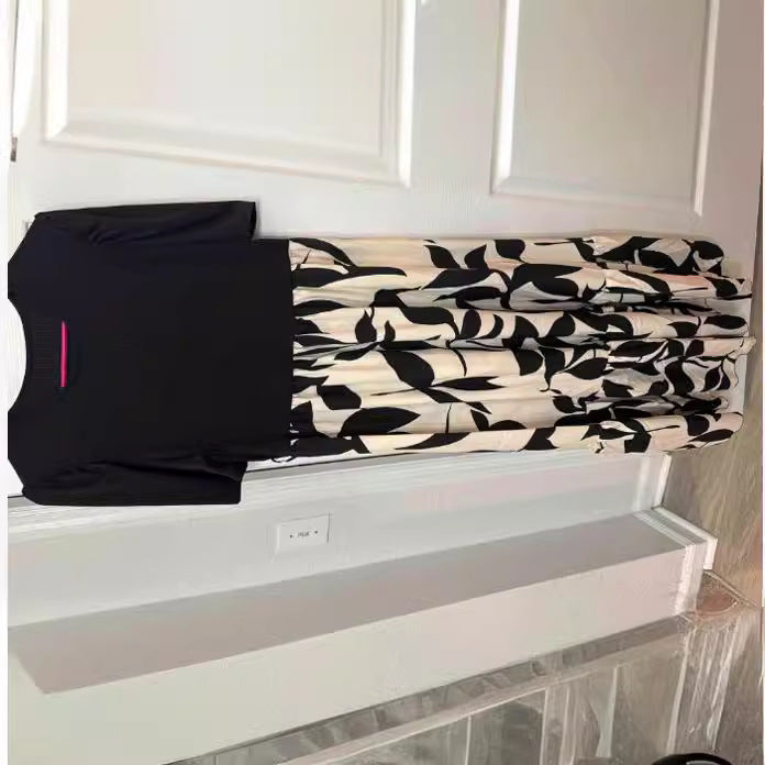 Women's Spring And Summer Clothes Explosions Flower Printing Crewneck Dress Elegant Dress