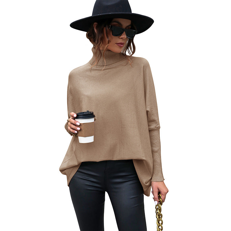 New Autumn Fashion Women's European And American Mid-length Solid Color Turtleneck Sweater