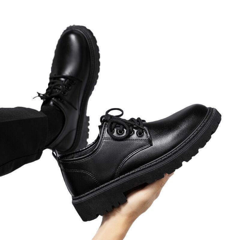 Spring Men's Shoes Work Shoes New Business Waterproof Black Leather Shoes Chef Shoes Men's Korean-style Versatile Thick Board Shoes