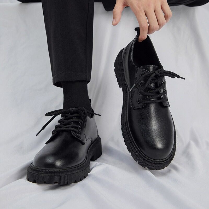 Spring Men's Shoes Work Shoes New Business Waterproof Black Leather Shoes Chef Shoes Men's Korean-style Versatile Thick Board Shoes
