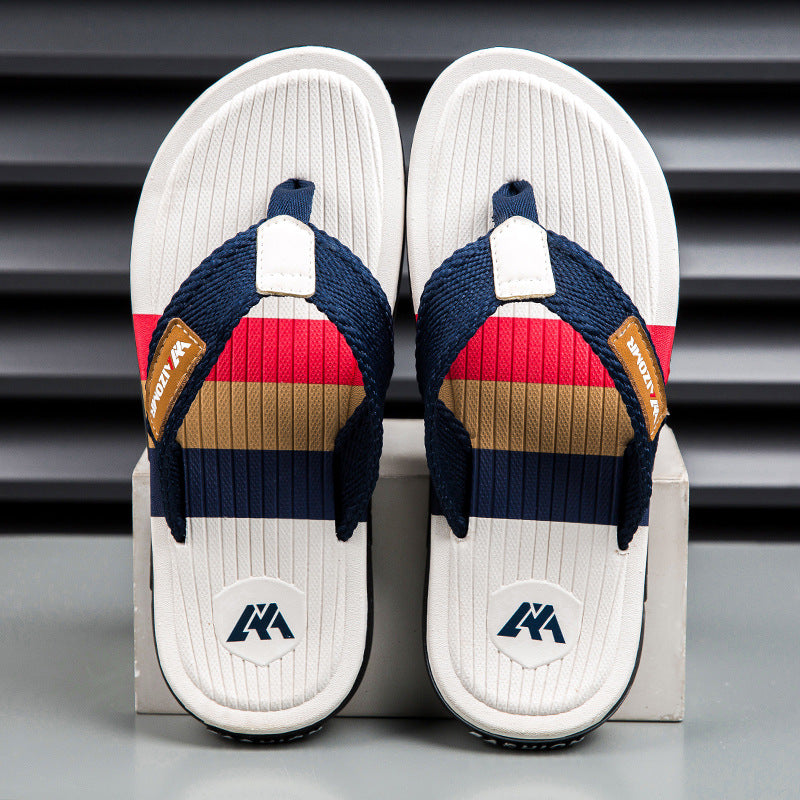 Cool Road Straight Internet Popular Sandals And Slippers Rubber Wear-resistant Flip-flops Trendy All-match Beach Shoes Men's Outdoor Slippers For Summer