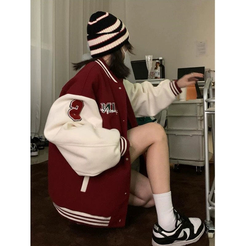 Spring And Autumn Thin Vintage Baseball Uniform For Women Autumn And Winter 2023 New Thickened Oversize Jacket Ins Trend