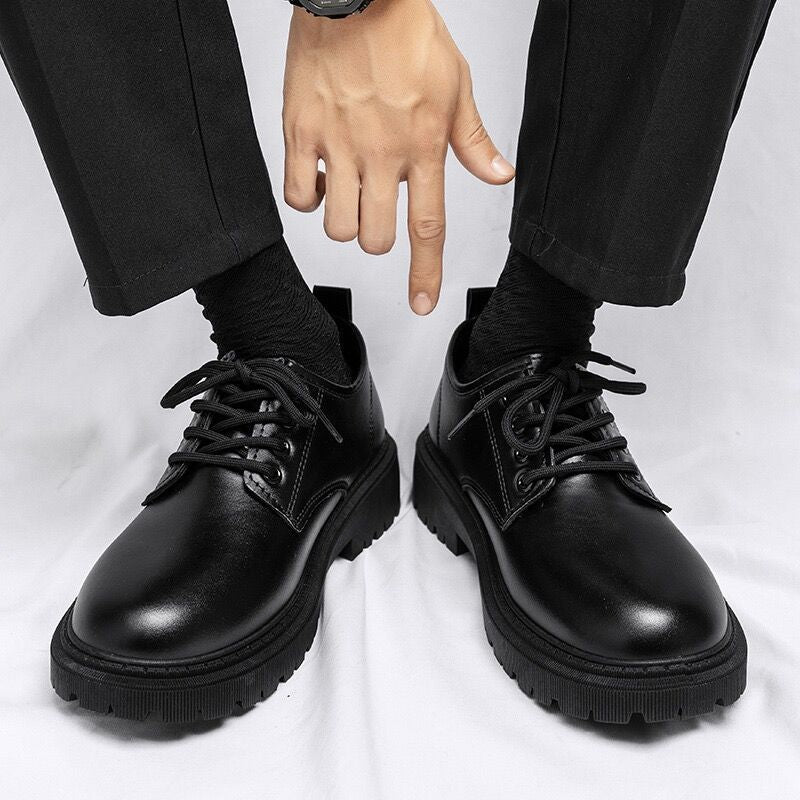 Spring Men's Shoes Work Shoes New Business Waterproof Black Leather Shoes Chef Shoes Men's Korean-style Versatile Thick Board Shoes