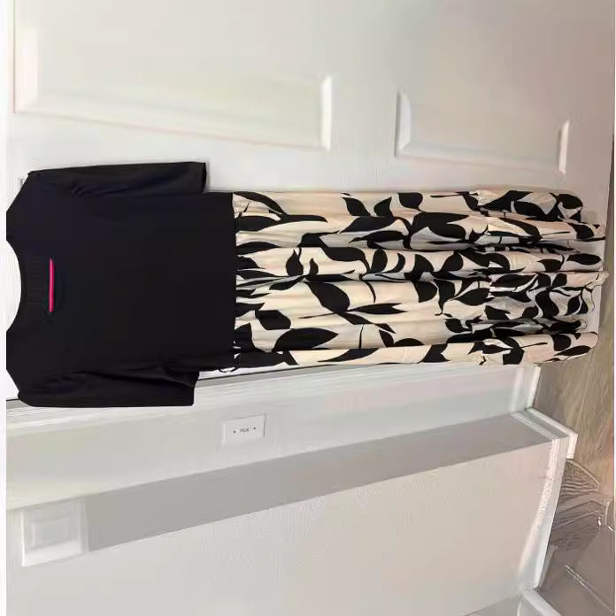 Women's Spring And Summer Clothes Explosions Flower Printing Crewneck Dress Elegant Dress