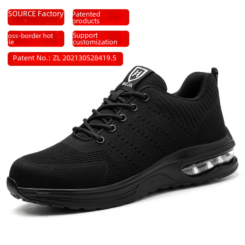 Steel Toed Safety Shoes Anti-smash Anti-puncture Wear-resistant Non-slip Lightweight Air Cushion Bottom Labor Shoes