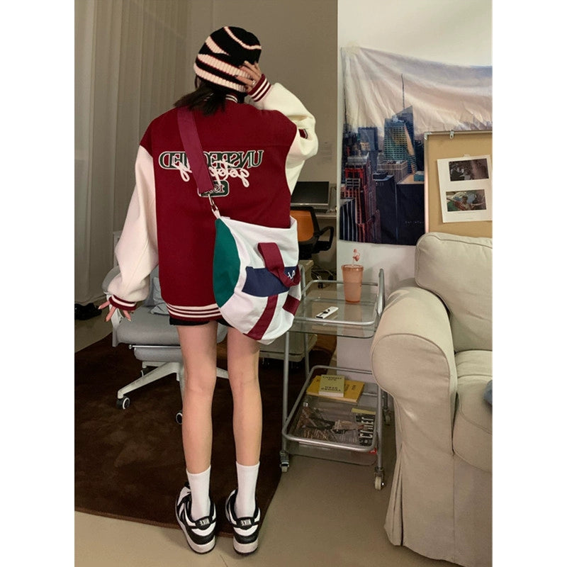 Spring And Autumn Thin Vintage Baseball Uniform For Women Autumn And Winter 2023 New Thickened Oversize Jacket Ins Trend