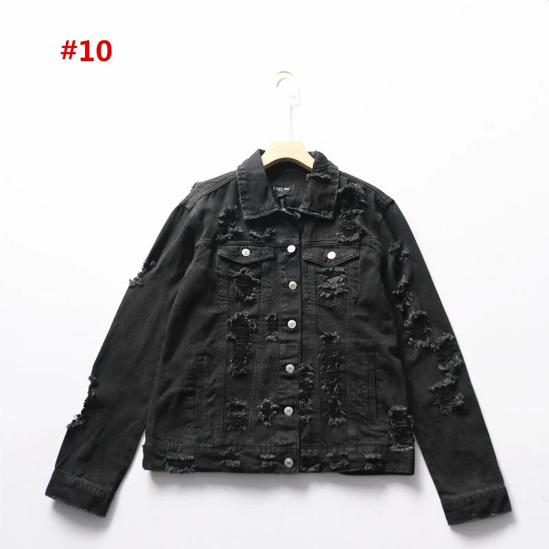 Korean Version All-match Simple Fashion Ripped Cotton Denim Casual Jacket Women