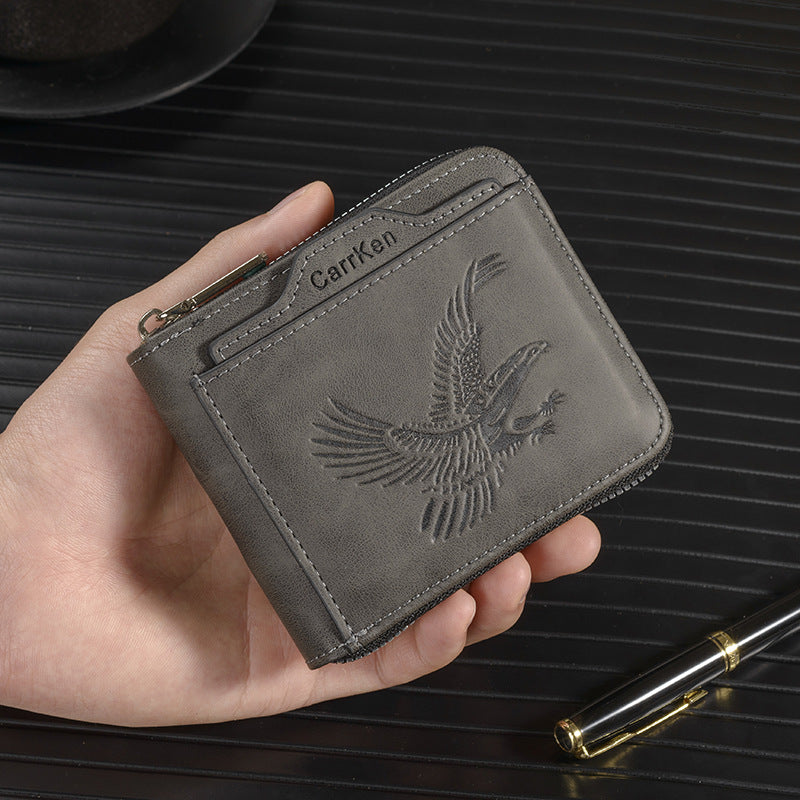 Short Retro Embossed New Horizontal Men's Wallet